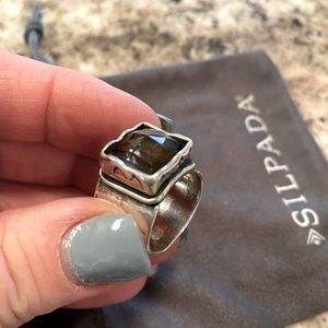 Silpada sterling silver and smokey quartz ring.